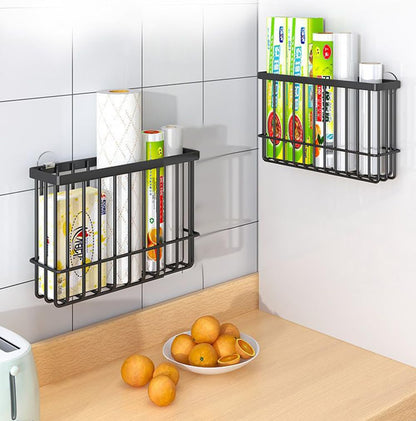 EigPluy 2 Pieces Kitchen Cabinet Door Storage Box, Self-Adhesive Storage Box, Wall Mounted Metal Storage Boxes,Cabinet/Bathroom/Fridge Small Items