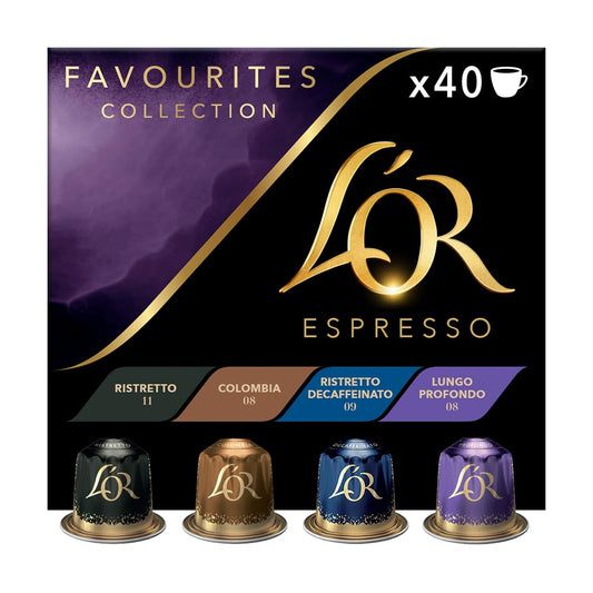 L'OR Espresso Favourites Variety Box Coffee Pods x40 (Pack of 5, Total 200 Capsules)