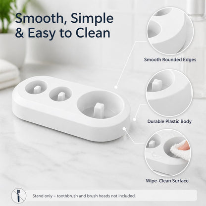 Electric Toothbrush Head Holder – Toothbrush Stand for Oral B Electric Toothbrush Heads – Bathroom Storage Organiser – White Tooth Brush Holder Set