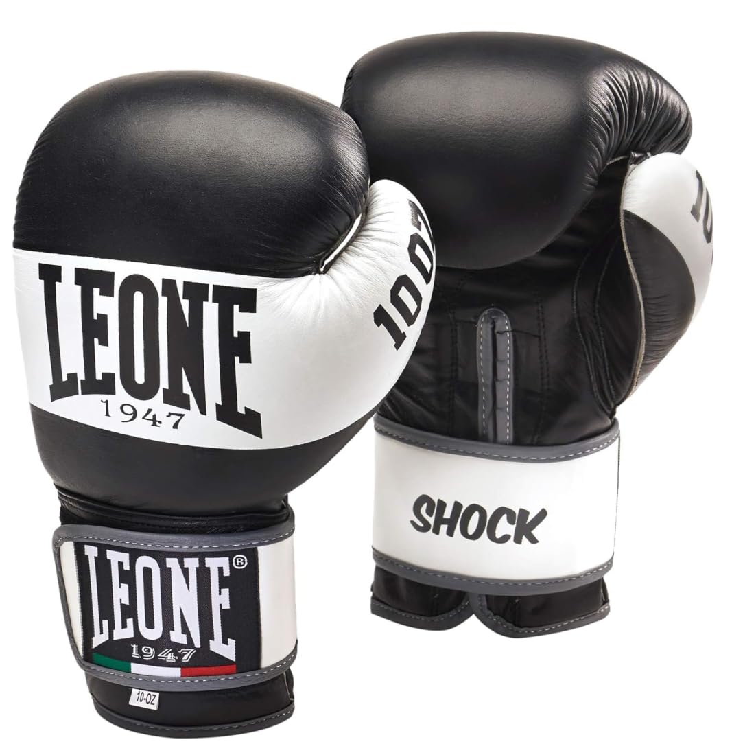 LEONE 1947, Shock Boxing Gloves, Unisex Adult, Black, 10 OZ, GN047