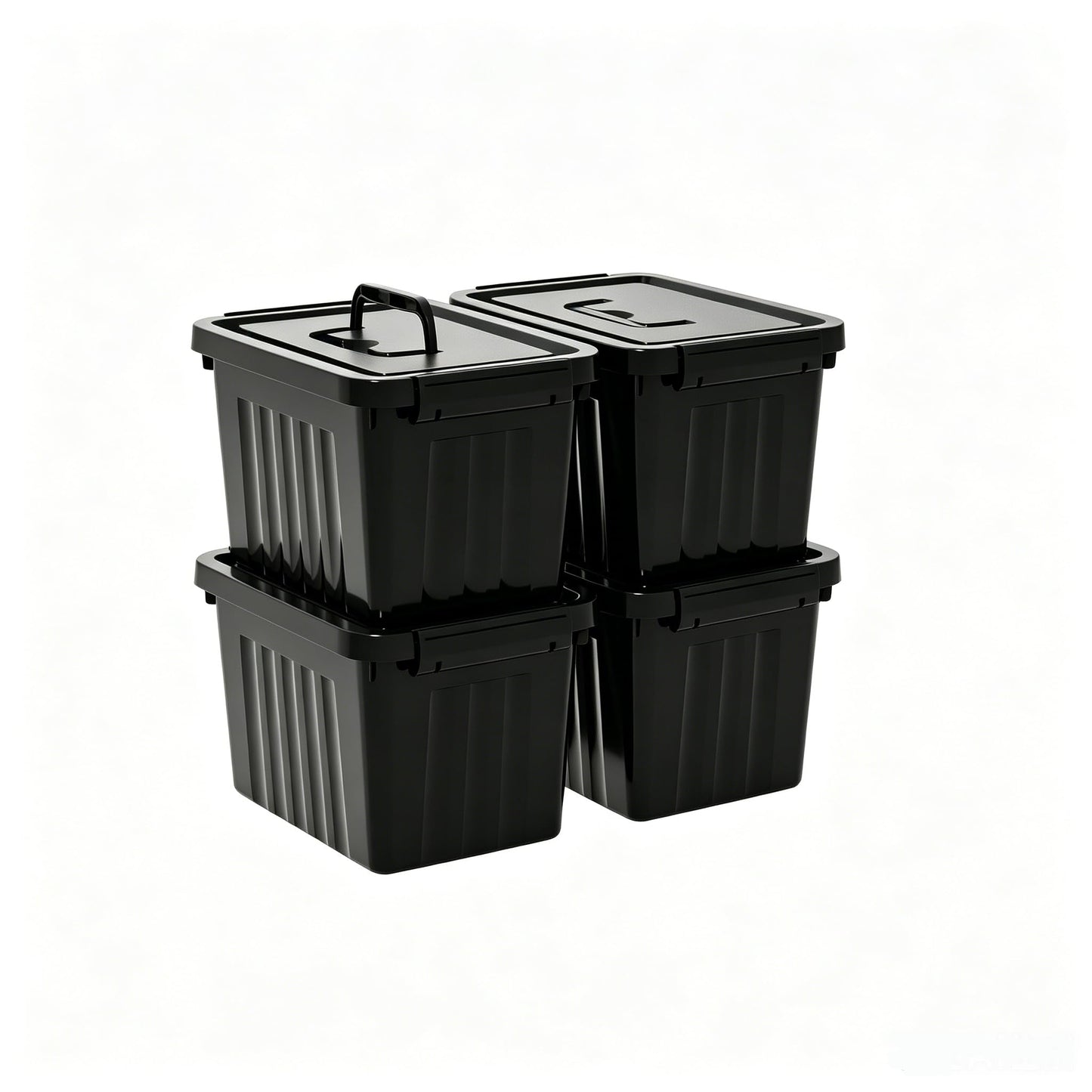 Lesbye 4 PCS Black Plastic Storage Box with Lids, Storage Containers