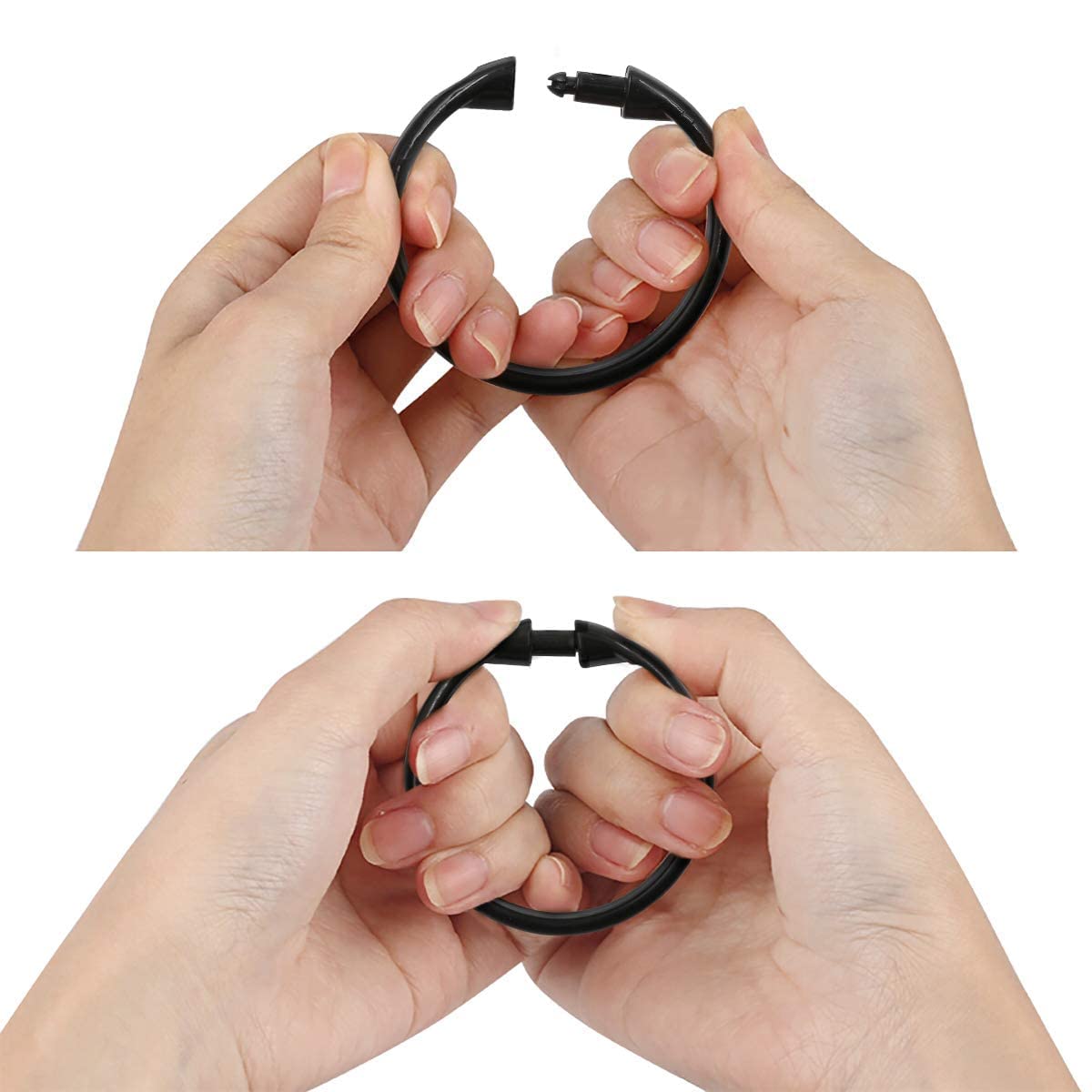 Shower Curtain Rings Plastic Curtain O Rings Hook Hanger Bath Drape Loop Clip Glide 12 Pack (O Rings Black)