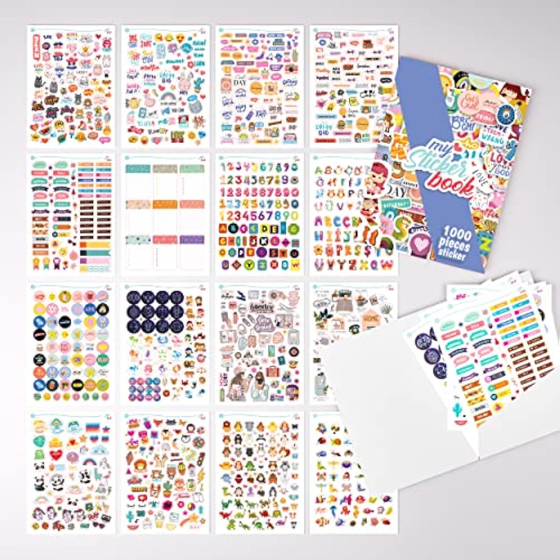 colortouch Sticker Set - 2500+ Pcs Monthly, Weekly, Daily Stickers - 32 Sheets Journal Sitckers Album for Planner, Organizer, Calendar, Album, Journal, Daily, Notebook, Bullet Journal, Homework