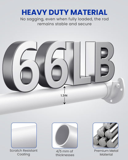 Wardrobe Rail, 43 to 69 CM Stepless Adjustable Metal Rails To Hanging Clothes, 3.3 CM Heavy Duty Wardrobe Rails and Fittings for Closet Wardrobes