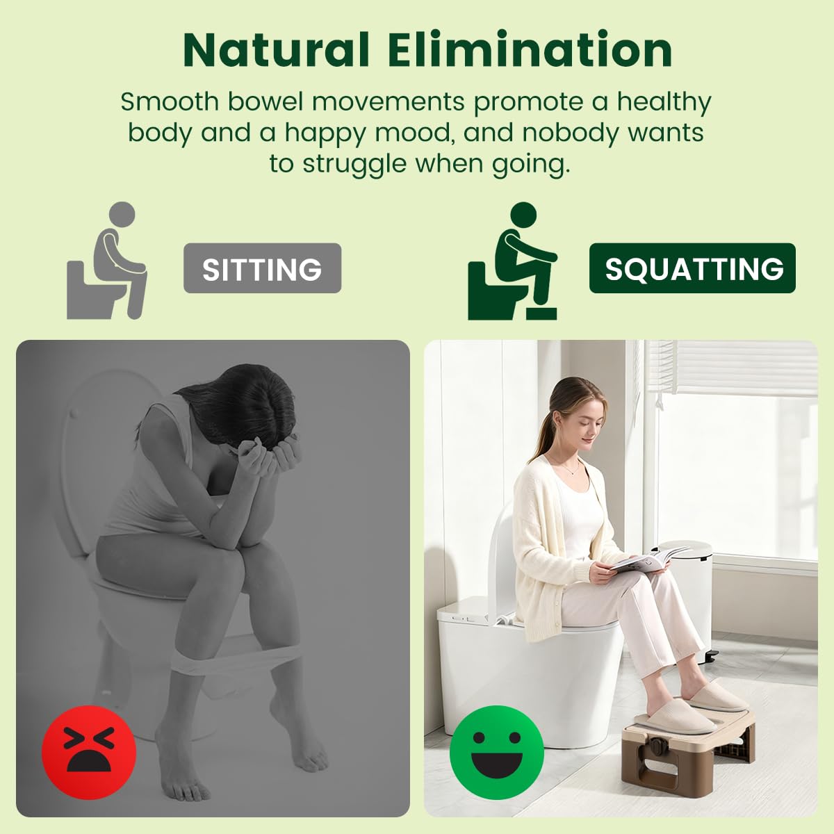 GedFong 17cm Folding Toilet Stool, Non-Slip Bathroom Footrest, Space-Saving Foldable Toilet Stool with Aroma Compartment, PP Material, Coffee Brown