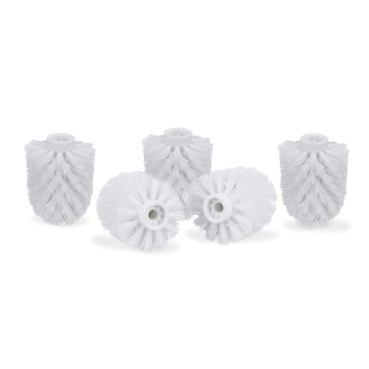 Relaxdays toilet brush head in a set of 5, loose toilet brushes 9.5 mm thread, replacement brush head diameter 9 x 7 cm, white
