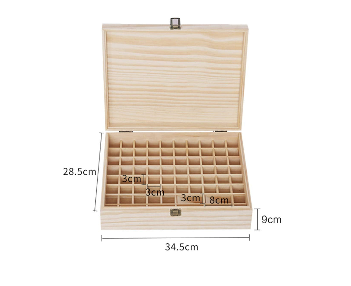 RoseFlower Wooden Essential Oil Storage Box Home Fragrance Carrier Case, Holds 74 Bottle (Fits 5-20ml)
