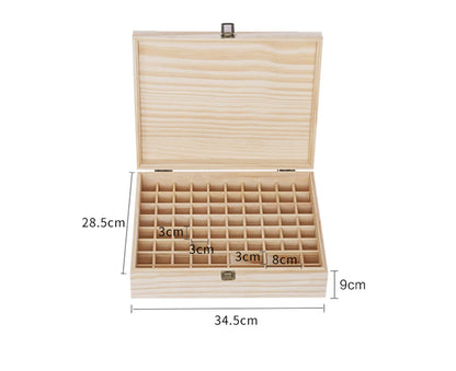 RoseFlower Wooden Essential Oil Storage Box Home Fragrance Carrier Case, Holds 74 Bottle (Fits 5-20ml)