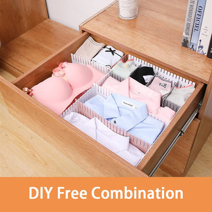 KnnRiim 40Pcs Drawer Dividers, 38x7 cm, Thin, Plastic Drawer Storage, Adjustable Drawer Organizer Separators for Clothes, Socks, Makeup, Kitchen