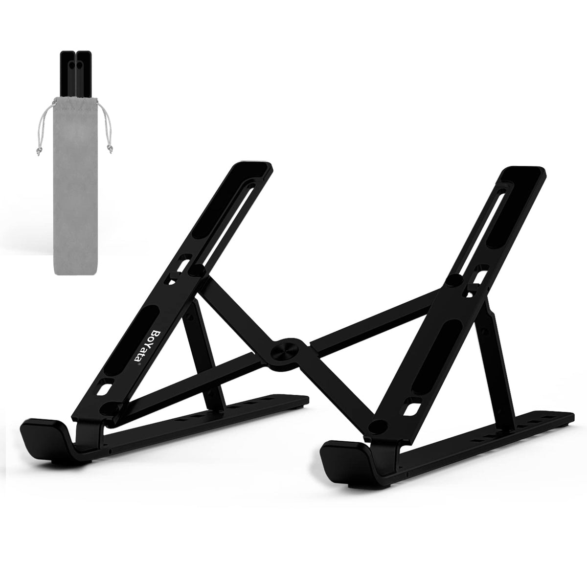 BoYata Laptop Stand, 6-Level Height Adjustable Portable Laptop Riser, Black