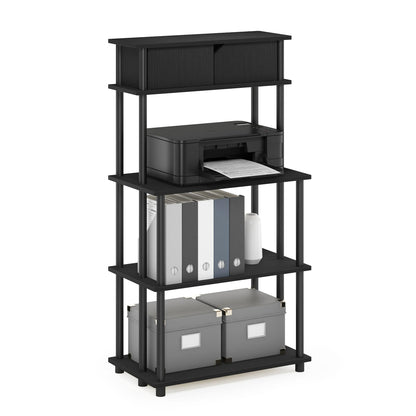 Furinno TURN-N-TUBE Printer Stand with Storage, 5-Tier Large Printer Stand, Standing Printer Table with Top Cabinet, for CPU, Office Supplies