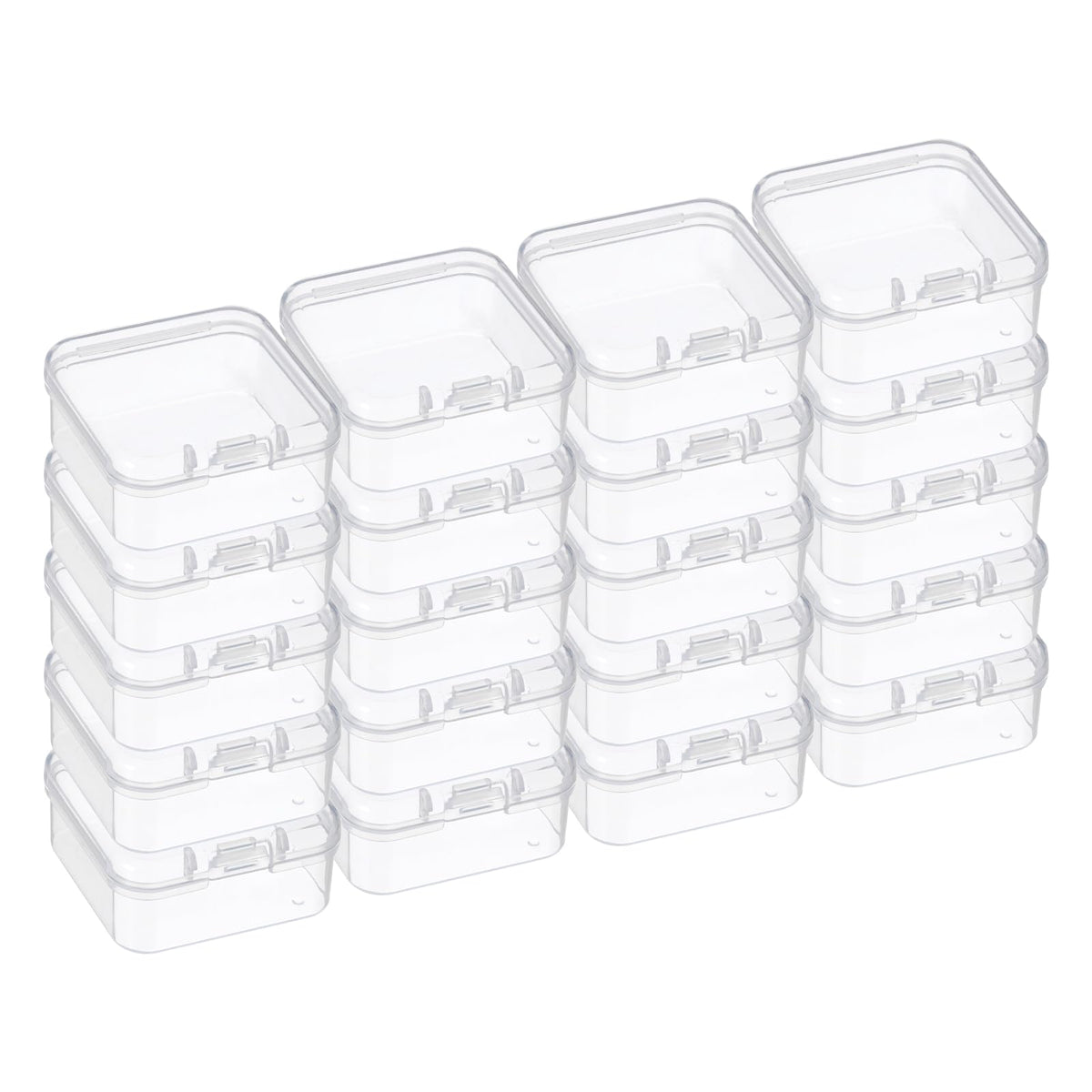 PATIKIL 1.8x1.8x1 Inch Clear Storage Box with Hinged Lid, 20Pack Plastic Stackable Rectangle Organizer Container for Bead Jewelry Small Item Art