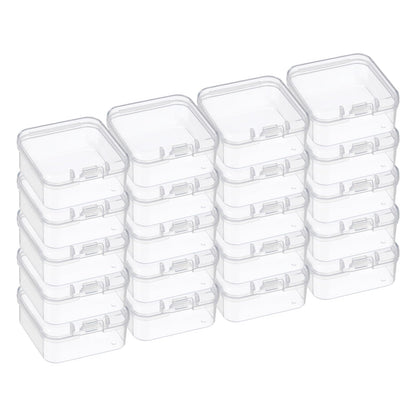 PATIKIL 1.8x1.8x1 Inch Clear Storage Box with Hinged Lid, 20Pack Plastic Stackable Rectangle Organizer Container for Bead Jewelry Small Item Art