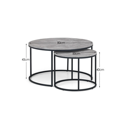 Julian Bowen Staten Nesting Coffee Tables, Concrete Effect - H55 x W40cm