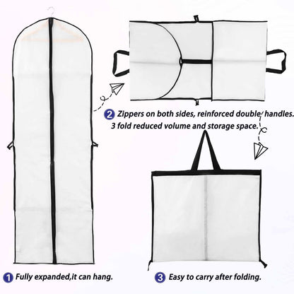 Niviy Long Dress Bag 60 x 180 cm, Garment Cover with Handle & Pocket