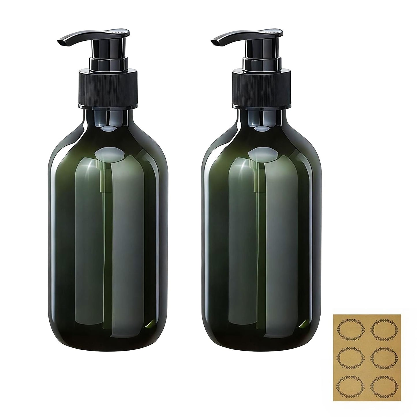 2Pcs Pump Bottle Dispenser, Alledomain 300ML/10OZ Refillable Empty Press Pump Bottles