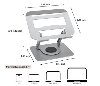 Fit4Less Laptop Stand Ergonomic Design, Adjustable Angel and Height, Foldable fits for laptops, notebooks up to 17.3 Inch (Silver)