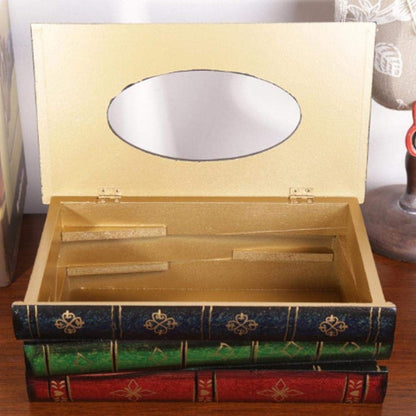 Wooden Tissue Box Holder - Facial Tissue Dispenser for Home, Office, Car (Red)