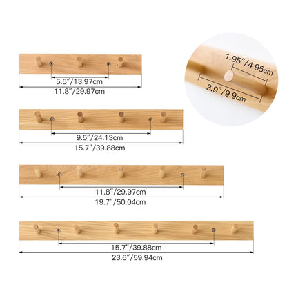 Wooden Coat Rack Wall Mounted, 30cm Hickory Wood Floating Jackets Hooks