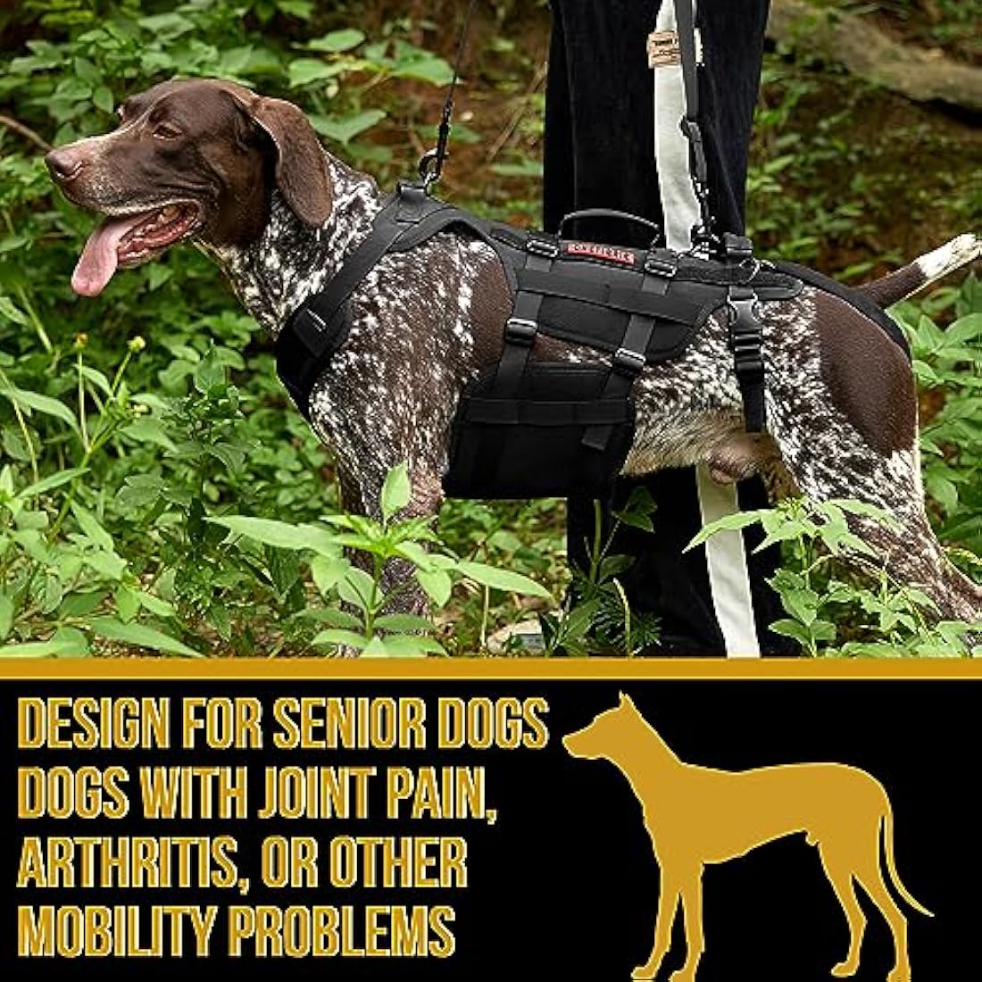 OneTigris Dog Lift Harness for Large Dogs, Dog Support Sling for Back Legs, Lifter with Handles Invictus Multifunctional Mobility Assistance Vest Hip Support Brace (Black, XL)