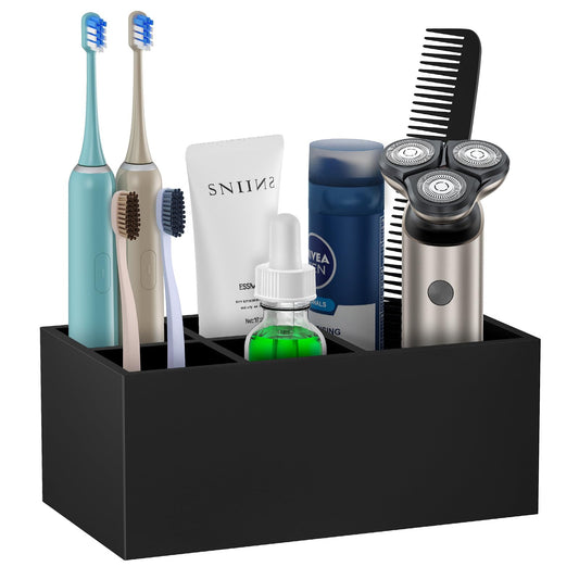 PENGARO Electric Toothbrush Holder, 5 Slots Resin Toothbrush Holders with Drain Hole Bathroom Vanity Organizer Countertop Storage for Toothbrush