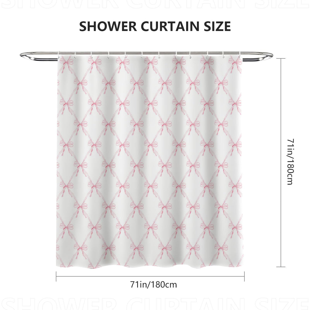 AIBIIN Cute Shower Curtain Pink Bow bath curtain for Bathroom Modern Aesthetic Cloth Shower Curtain Durable Waterproof Polyester Material with 12