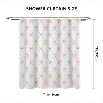 AIBIIN Cute Shower Curtain Pink Bow bath curtain for Bathroom Modern Aesthetic Cloth Shower Curtain Durable Waterproof Polyester Material with 12
