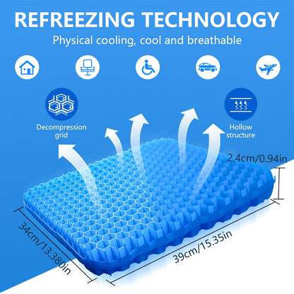 flintronic Orthopaedic Gel Seat Cushion, Honeycomb Design Double Thick Gel Cushion, Gel Orthopaedic Ergonomic Cushions