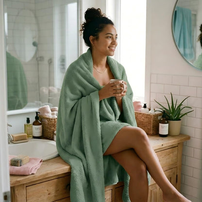 Vie TRIOMPHE Oversized Zero-Twist Bath Towel 90x180cm, Long-Staple Cotton Fresh Matcha Green, Ultra-Soft Absorbent Hotel-Quality Towel, 545g