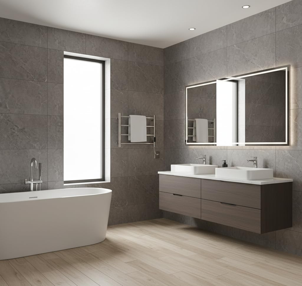 Perugia Electric Stainless Steel Towel Rail H420mm W600mm Electric Bathroom Towel Radiator