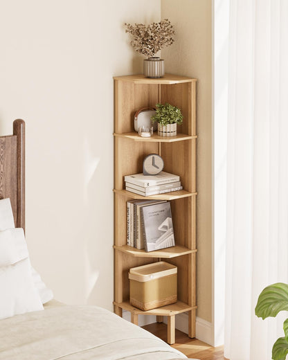 Apetaccat Corner Shelf, 4 Tier Corner Modern Corner Bookshelf, Display Corner Bookshelf,Wooden Storage Rack for Living Room,Bedroom,Office,Oak