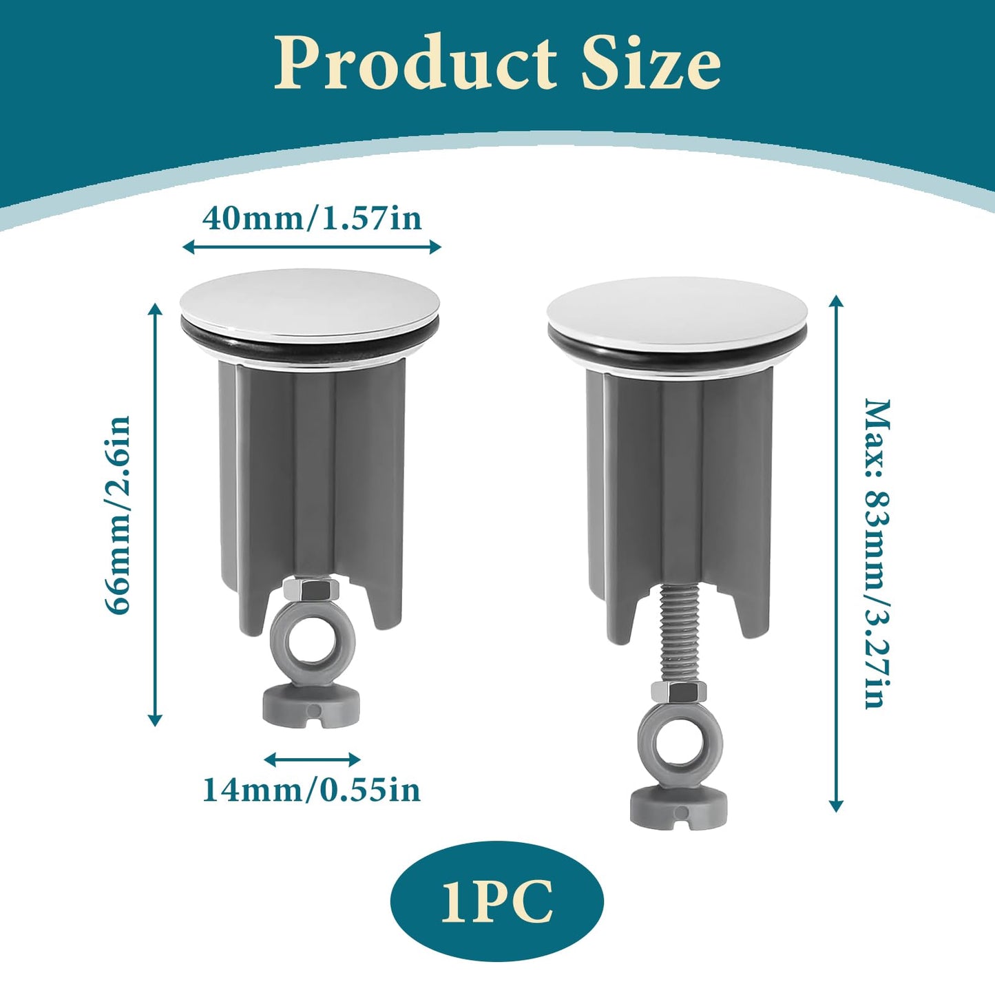 40mm Pop Up Sink Plug, Pop Up Basin Plug Replacement, Bathroom Basin Sink Plug, Replacement Drain Pop-Up Plug