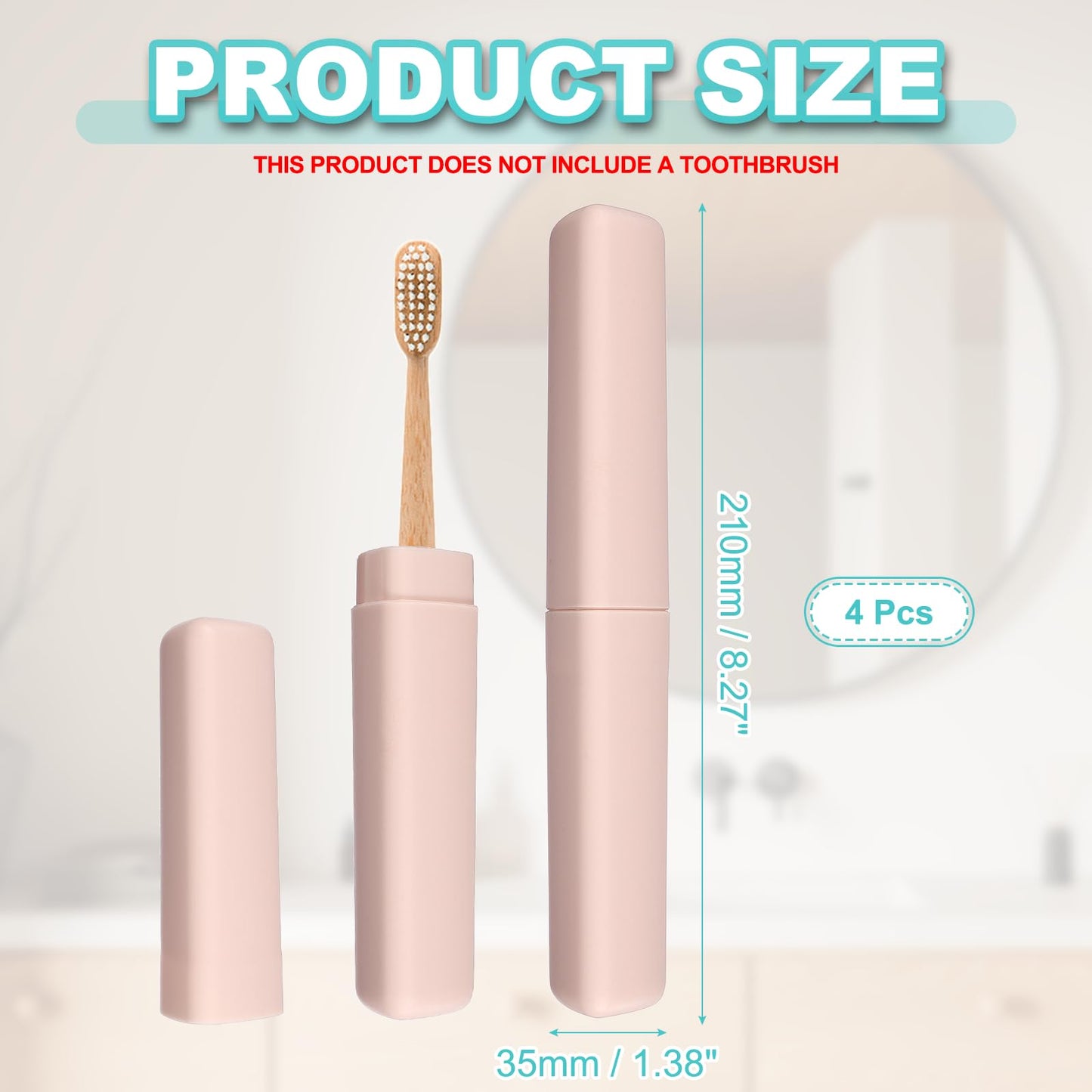 sourcing map 4Pcs Travel Toothbrush Case, 8.27 x 1.38" Portable Travel Toothbrush Holder, Plastic Toothpaste Container for Bathroom, Gym