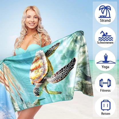 JAODFK Microfibre Beach Towel 71"X32" Quick Dry Lightweight Sand Free Extra Large Thin Sea Turtle Towels Travel Essentials For Adults Womens Swim
