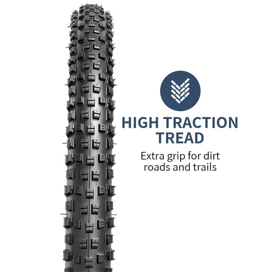 YunSCM 2 Pack 60TPI 26" Bike Tyres 26x2.35/60-559 and 26" Bike Tubes AV32mm Schrader Valve Compatible with 26x2.25 26x2.30 26x2.35 26x2.40 MTB Bike