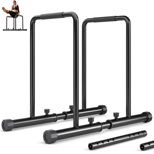 YOLEO Adjustable Dip Bars- 500KG/1100lbs Dip Stand Parallettes Bar Gymnastics Bar Dip Station with Safety Connector, Pull Up Station Portable Gym Bar