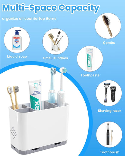 5 Slots Detachable Toothbrush Holder Set - for Bathroom Countertop