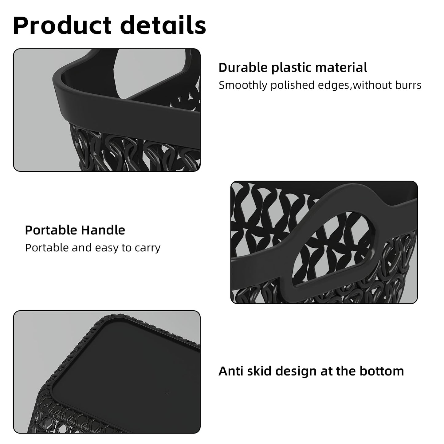 Yesdate Set of 12 Office Small Desk Storage Basket Set, Cupboard Storage Organiser Baskets, Mini Shallow Basket, Black