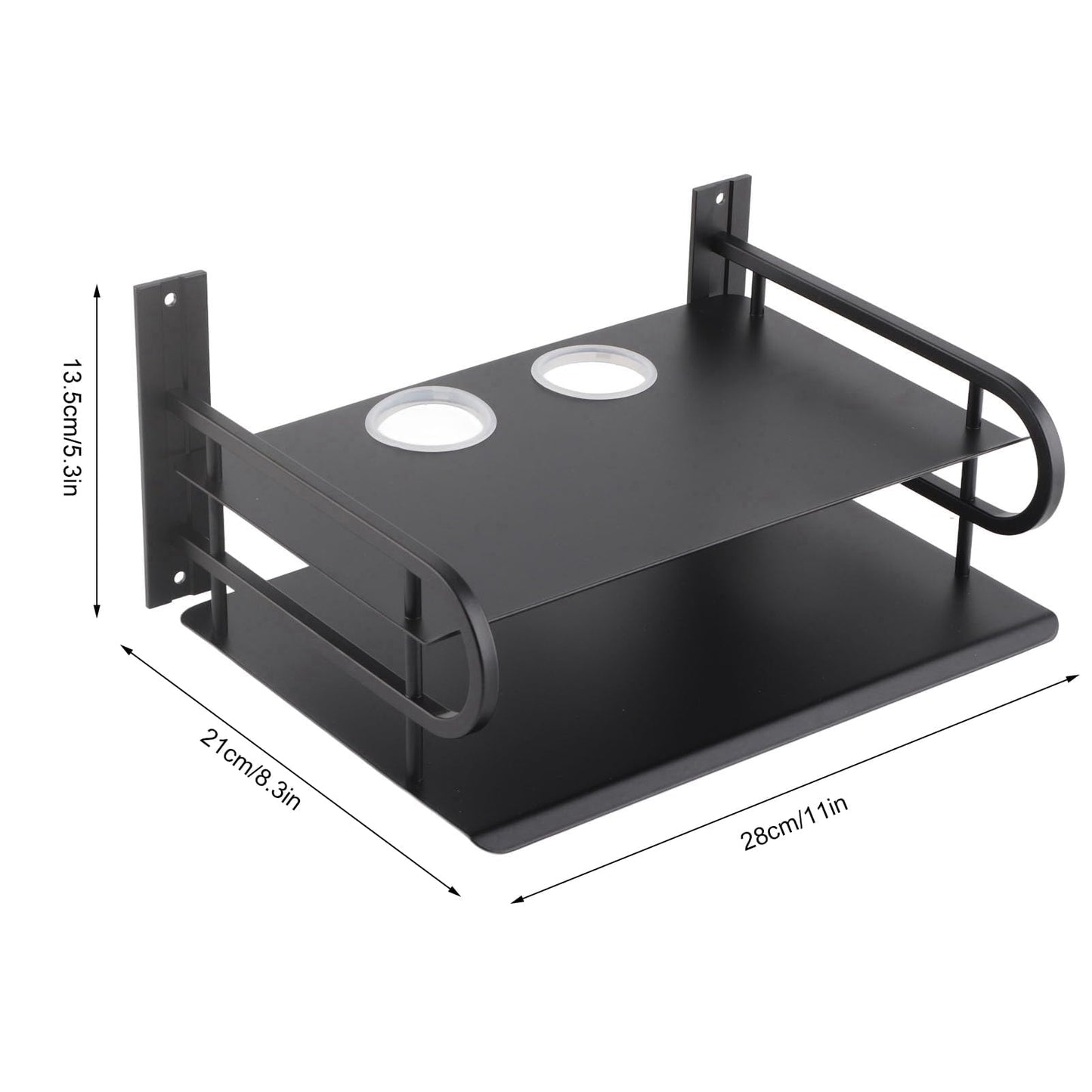 Wall Mount DVD Shelf, 2 Layers Projector Shelf Metal Wifi Router Shelf DVD Player Shelf Floating Glass Shelf Floating Av Shelf Router Shelf Wall