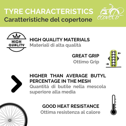 Ecovelo 2 Tyres 700 x 35 28 x 1 5/8 x 1 3/8 (37-622) 700 x 35C Black for City Bike, Road, Trekking | Road Tyres Black Rubber Bike