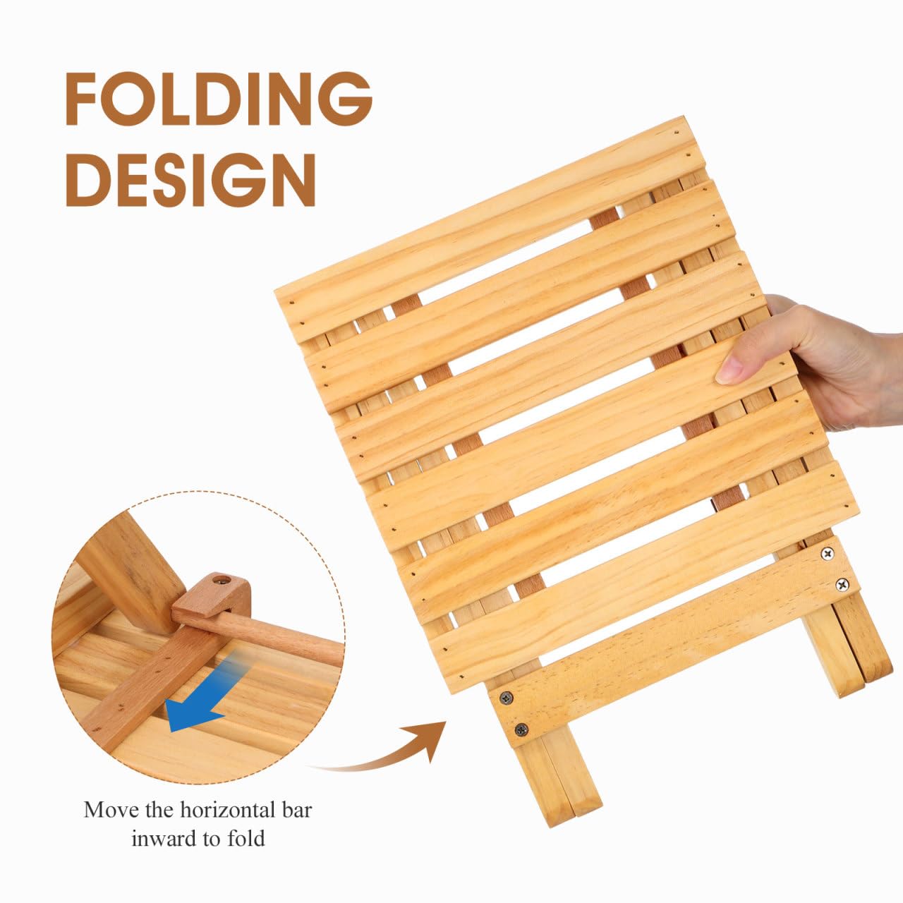 Cabilock Wooden Folding Side Table, Small Portable Outdoor Picnic Table, Compact Garden Plant Stand Rack Square Wood Flower Stool Home Decor