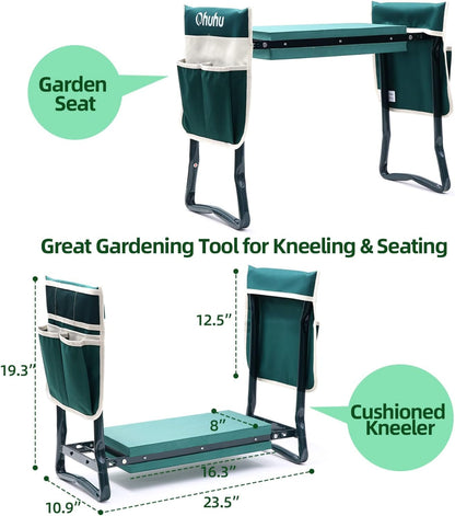 Ohuhu Garden Kneeler Seat for Mum, Upgraded Gardening Stool with Widen Soft Kneeling Pad, Multi-Use Foldable Garden Kneeler Strong Kneeling Stool