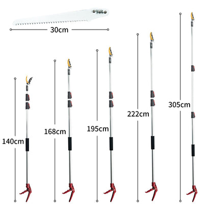 FLORA GUARD 1.4-3m Extendable Long Reach Pruner - Long Reach Pole Saw, Telescopic Fruit Picker, Long Reach Telescopic Tree Pruner - Lightweight Tree