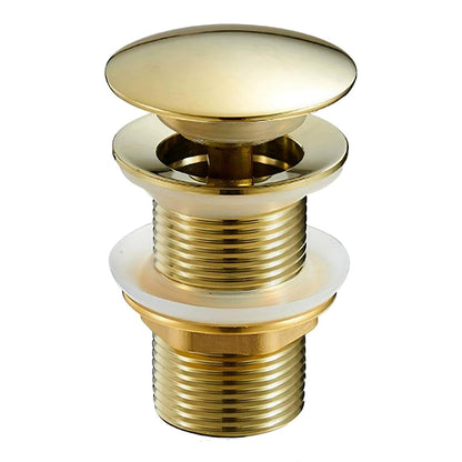 Gold Brass Basin Plug, Basin Sink Waste Slotted Pop Up Drain Plug, 1 PC Waste Drain Without Overflow for Wash Basin, Bathroom, Kitchen, Vessel Sinks