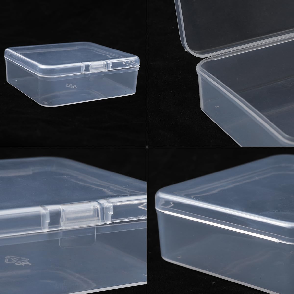 FISHSHOP 6 PCS Small Clear Plastic Storage Box Containers, Mini Rectangular Storage Box