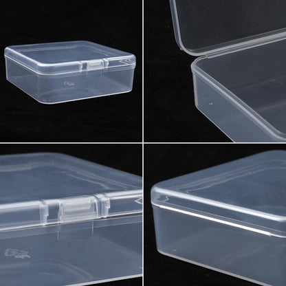 FISHSHOP 6 PCS Small Clear Plastic Storage Box Containers, Mini Rectangular Storage Box