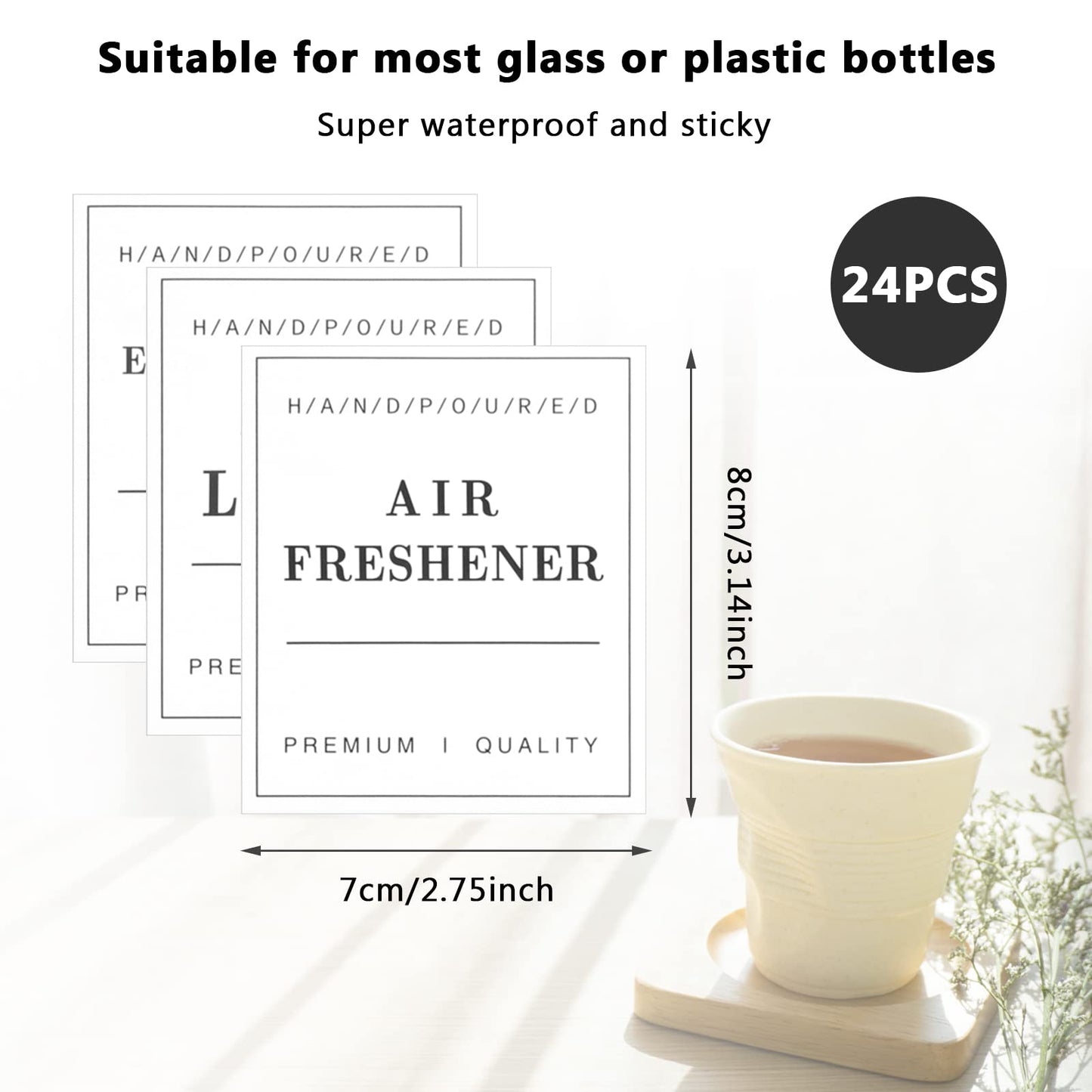 24 PCS Waterproof Labels for Bottles, Bathroom Hand Soap Shampoo and Conditioner Dispenser Label Stickers, Removable Labels for Soap, Lotion