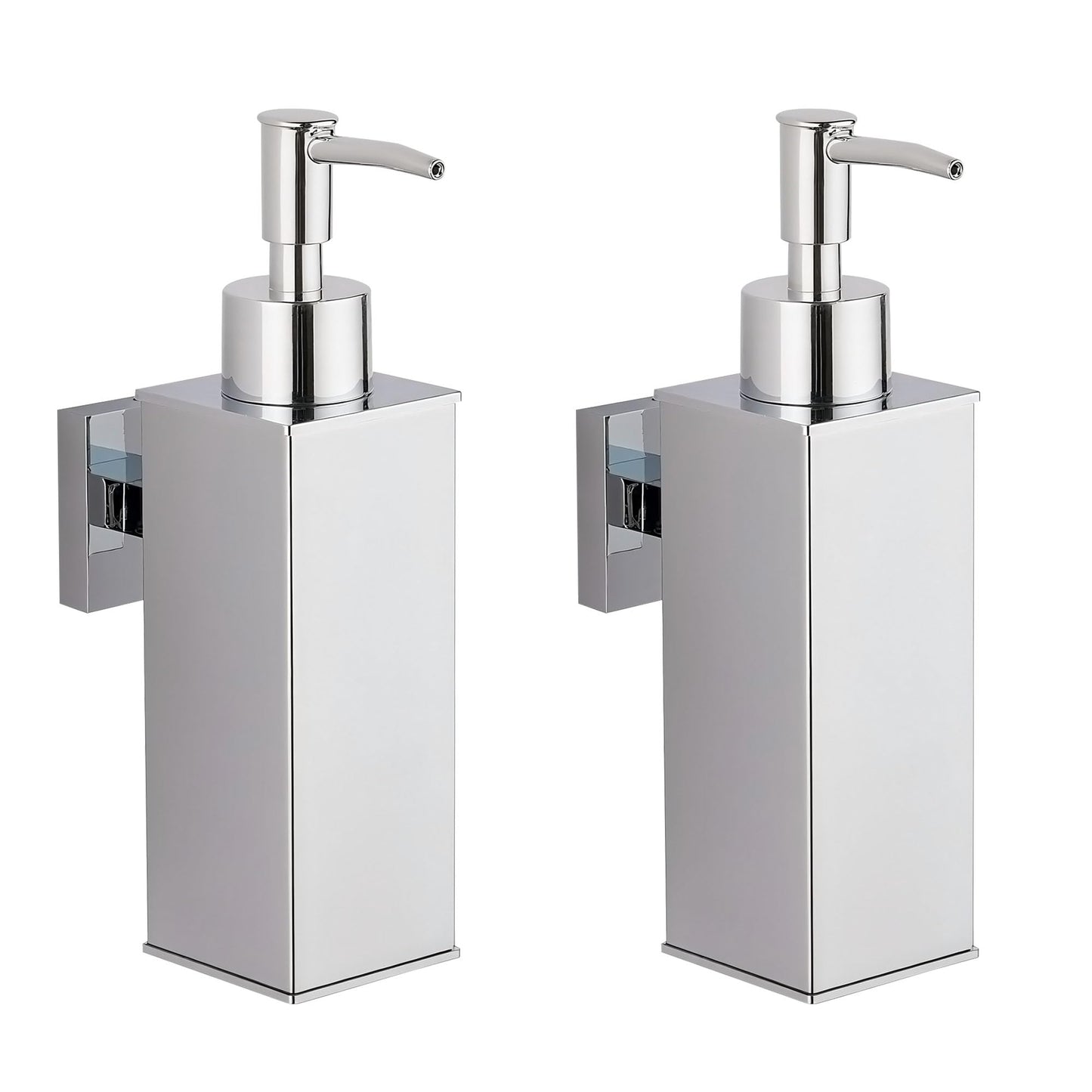 BGL Wall Mounted Soap Dispensers 2 Pack, 304 Stainless Steel Liquid Hand Wash Dispensers for Bathroom & Kitchen, Chrome