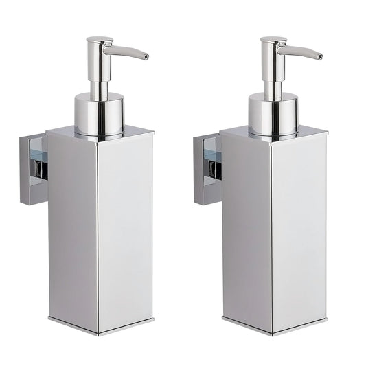 BGL Wall Mounted Soap Dispensers 2 Pack, 304 Stainless Steel Liquid Hand Wash Dispensers for Bathroom & Kitchen, Chrome