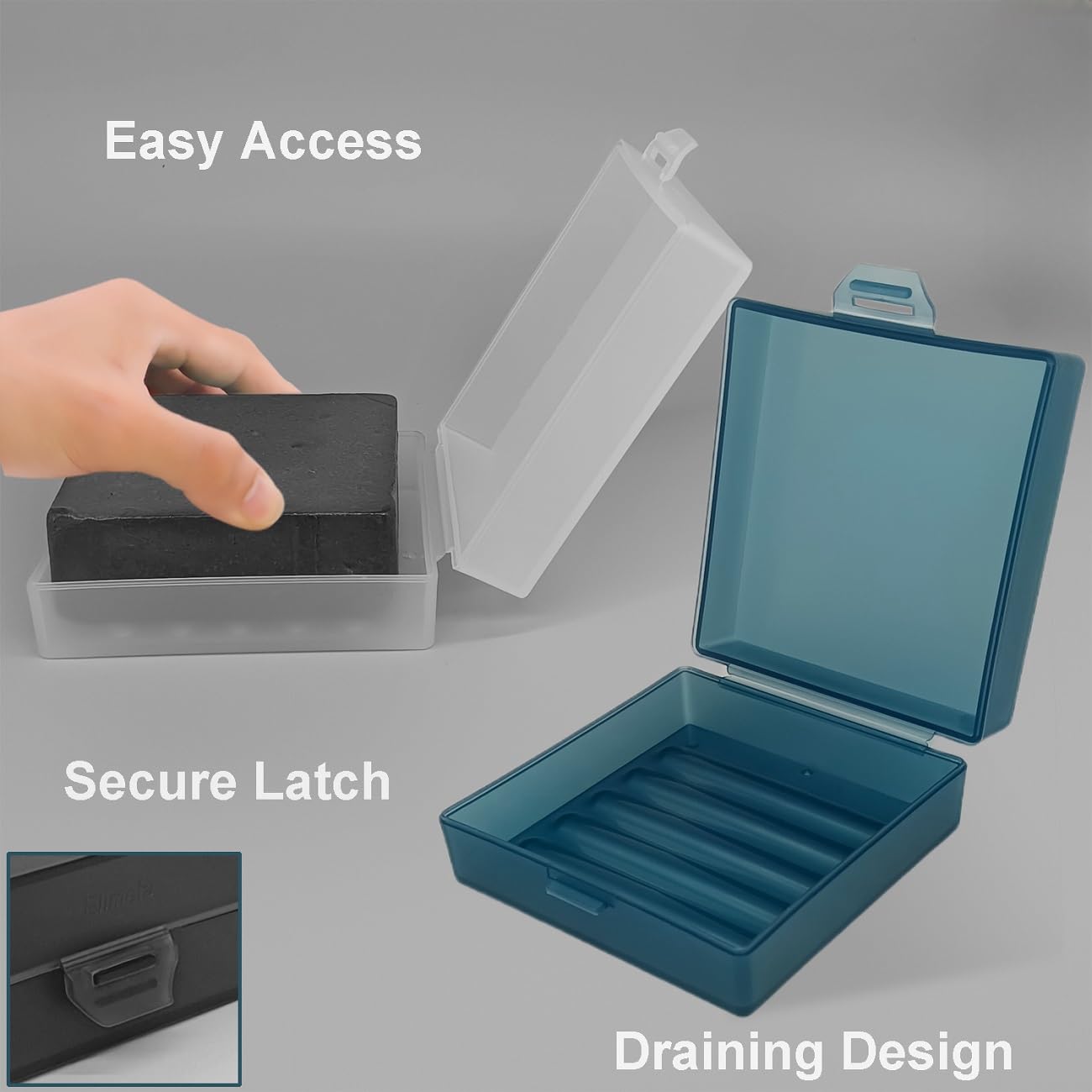 Elimeta Soap Container, Square Bar Soap Holder Fit Dr Squatch Soap, Travel Soap Case (Matt Black)